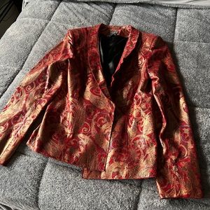 Juliana Collezione red and gold leather jacket with silk lining